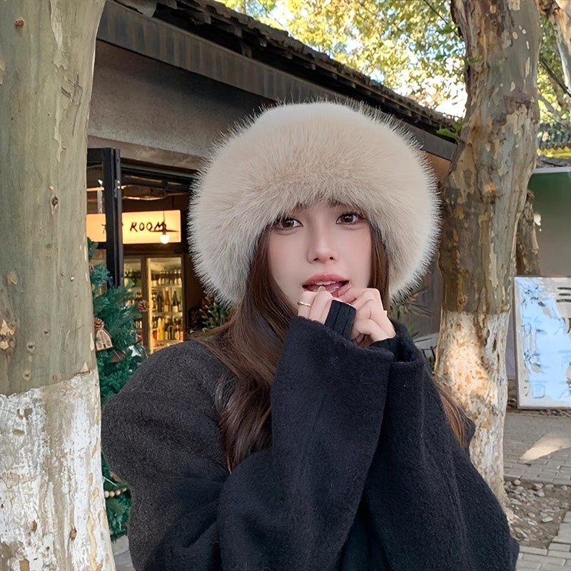 Cozy Winter Plush Hat - Women's Warm and Stylish Hats for Outdoor Wear - Soft, Fuzzy, and Comfortable Autumn Accessories for Cold Weather