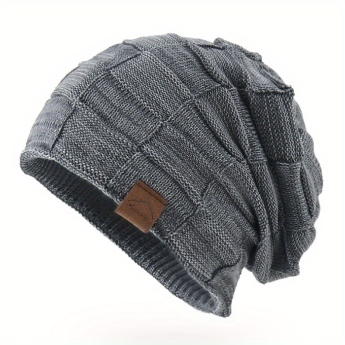 1pc Luxurious Soft Plus Velvet Knitted Hat - Color-Blocked & Versatile Unisex Design - Perfect for All Seasons, Ideal Gift Choice for Men and Women