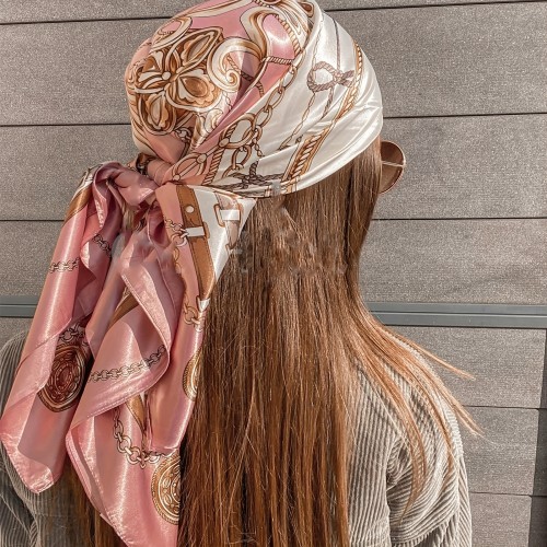 35.43  Chic Satin Square Scarf - Soft Smooth Stylish Head Wrap with Sunscreen Protection for Women - Perfect Accessory for Outdoor Activities and Fashion Statement