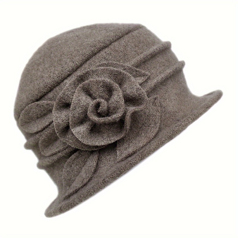 8 Colors Luxurious Knitted Wool Basin Hat - Soft, Warm, and Elegant Winter Accessory for Middle-Aged Women - No Feathers, Inelastic Design, Perfect for Mom