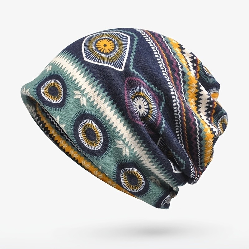 Ethnic Style Beanies Pullover Hat Winter Cap Casual Skull Hat For Men Women Hip Hop Cap Ski Cap
