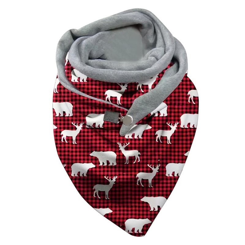Women'S Fashion Printed Thickened Scarf, Polyester Knit, Windproof, Warm, Decorative, Elastic, Washable, for Outdoor Use