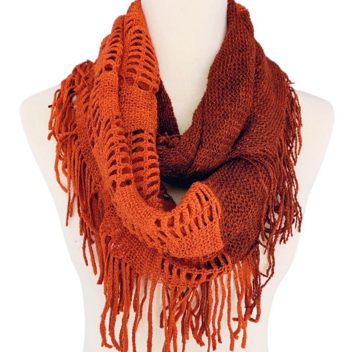 Ultra Soft Two Tone Knitted Fringed Infinity Scarf – Twistable Loop Snood for Chic Style & Cozy Warmth