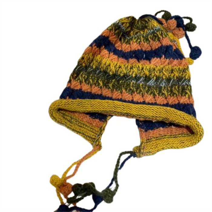 Chic Women's Knit Beanie with Tassel Pom & Ear Flaps - Warm, Stretchy Winter Hat for Fall