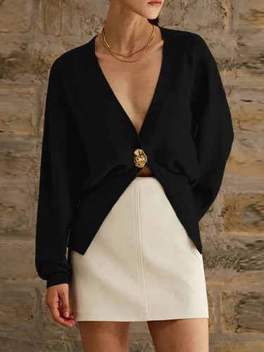 Stylish V-Neck Button-Up Cardigan