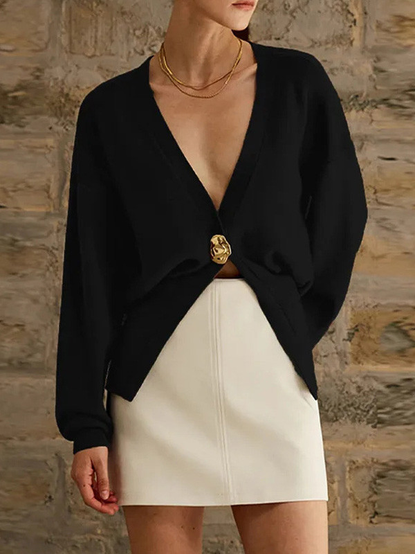 Stylish V-Neck Button-Up Cardigan