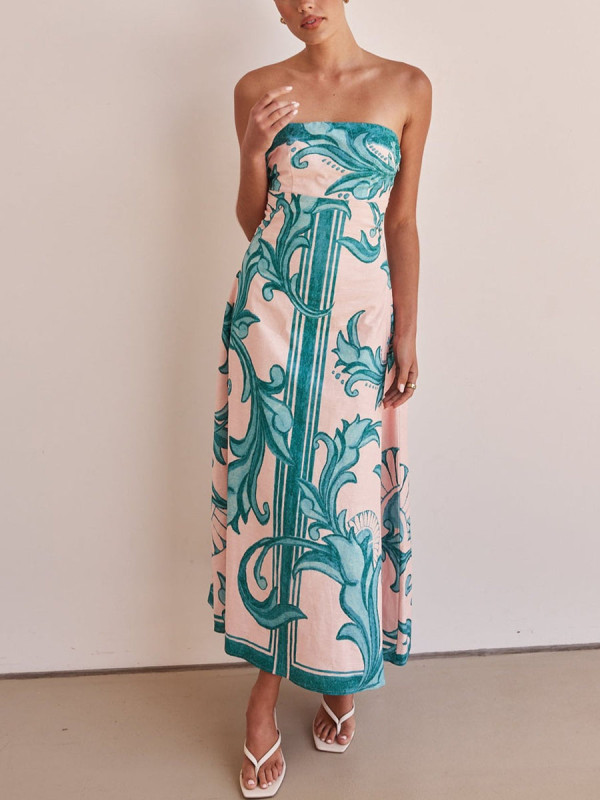 Exotic printed tube top dress