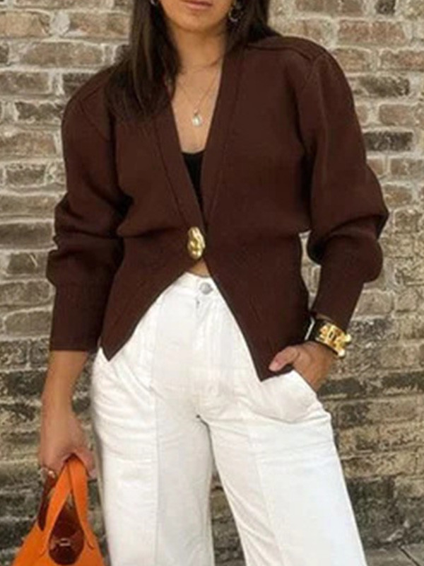 Stylish V-Neck Button-Up Cardigan