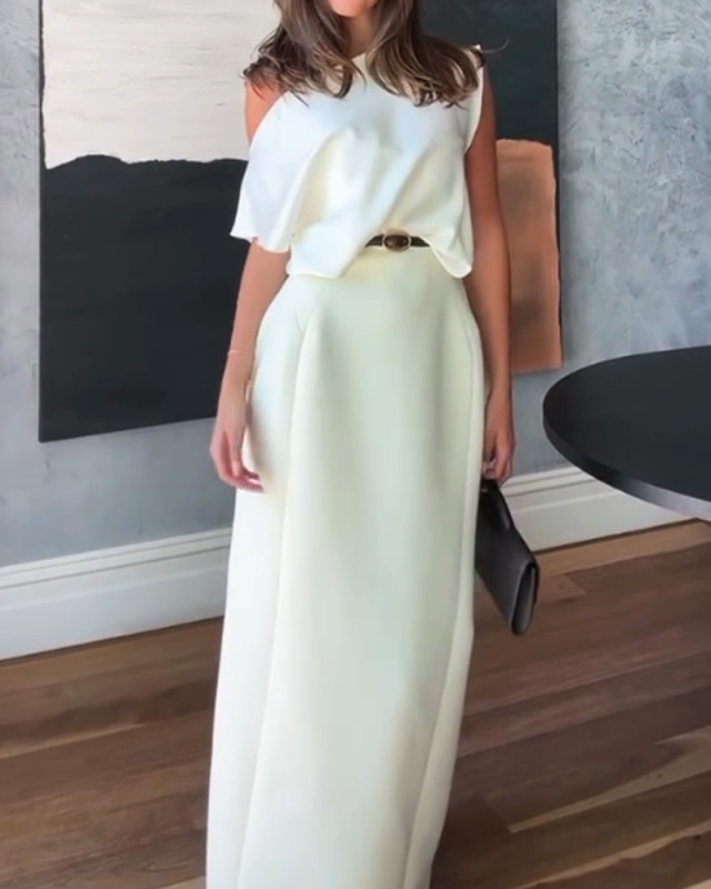 Fashionable Strapless Top & Skirt Two-piece Set