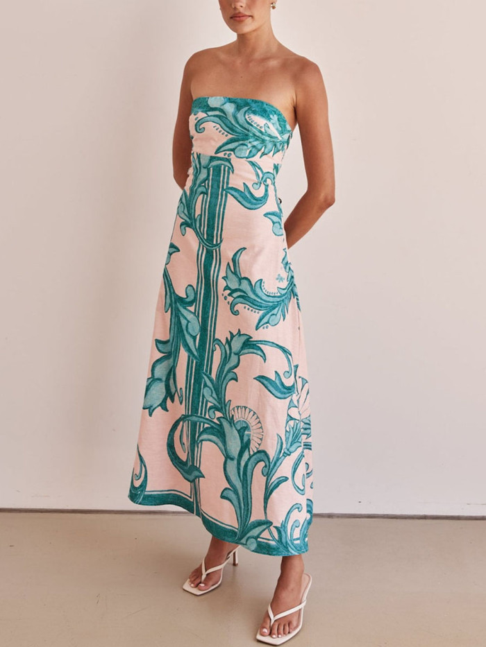Exotic printed tube top dress