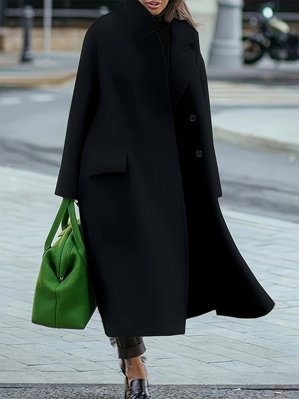 Long Sleeves Loose Floral Floral Printed Pleated Split-Joint Stand Collar Trench Coats main image 0