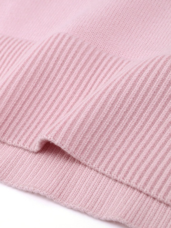 Solid Color Split-Joint Long Sleeves Loose Round-Neck Sweater Tops