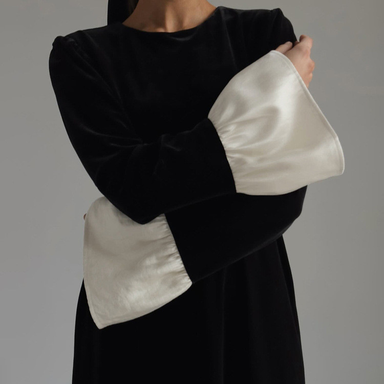 Patchwork Design Sense Round Neck Flared Sleeve Dress