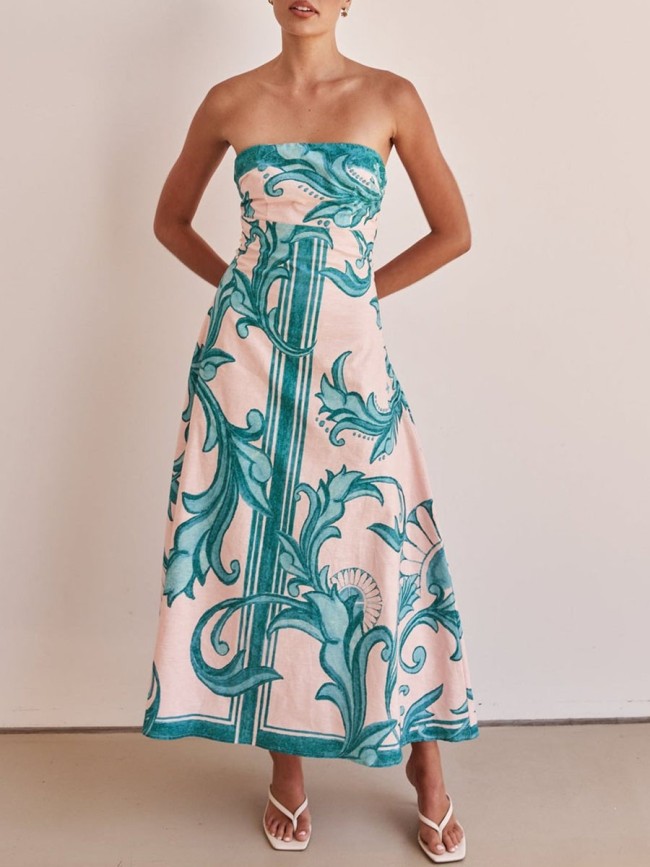 Exotic printed tube top dress