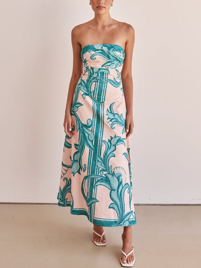 Exotic printed tube top dress