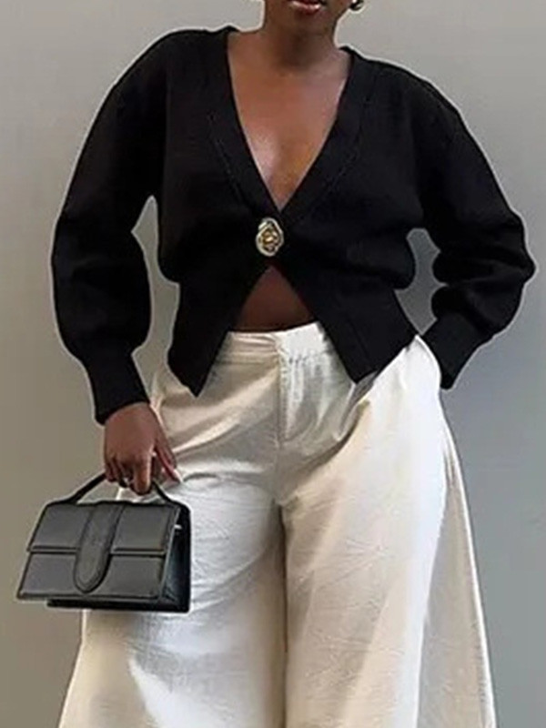 Stylish V-Neck Button-Up Cardigan