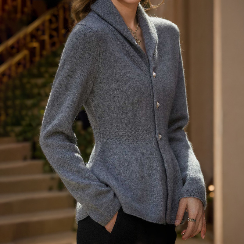 Women's Fashion Retro Lapel Solid Color Ruffle Sweater Coat Knitted Cardigan