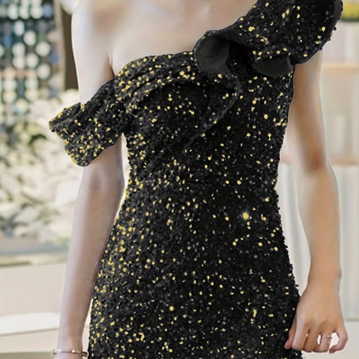 Sexy Asymmetrical Neckline Bodycon Dress