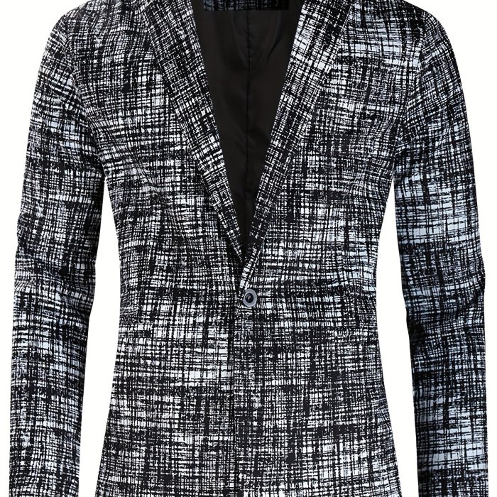 Musical Note Embroidered One Button Flap Pocket Blazer - Men's Casual Sports Coat for Spring and Fall Business - Classic Old Money Style with Lapel and Pockets