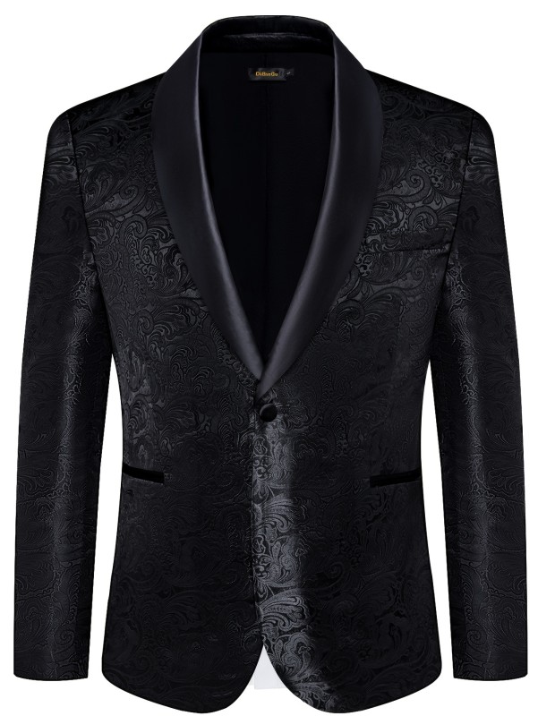 Men's Stylish Paisley Blazer - One Button Chic Elegant Suit Jacket with Classic Design for Spring and Fall Business Banquet, Formal Events, and Weddings - High-Quality Fabric, Comfortable Fit, and Versatile Style