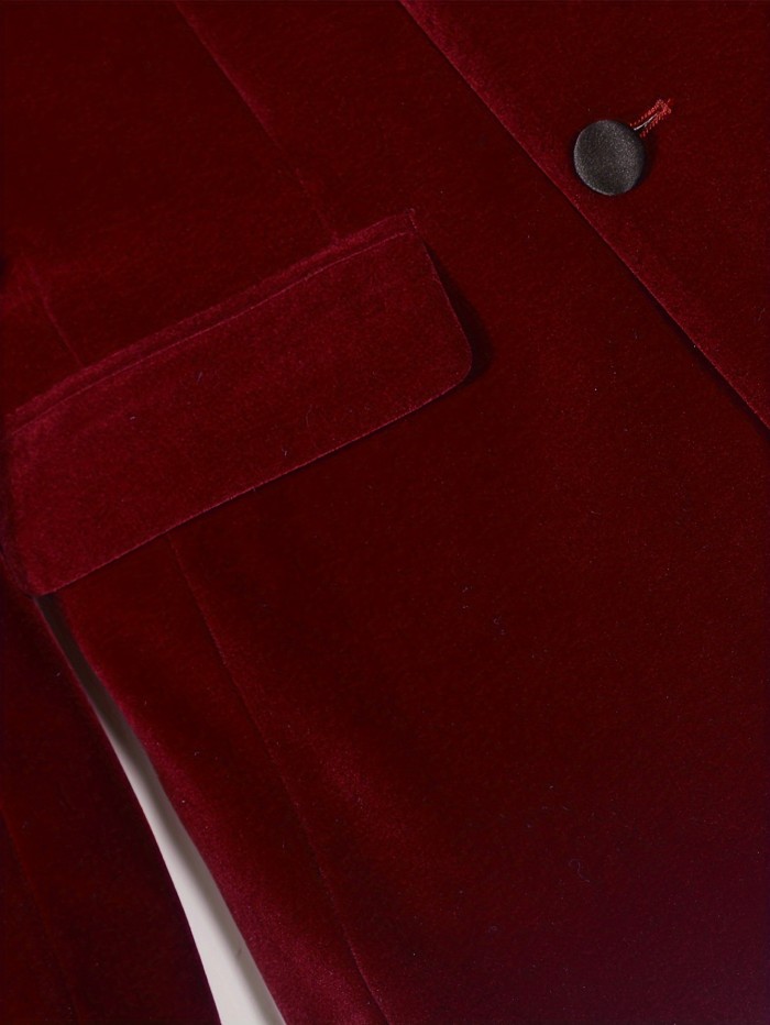 Luxurious Velvet Double Breasted Blazer - Exquisite Business Casual High-Quality Red Suit Jacket with Elegant Style, Soft Touch, and Classic Fit for Men - Perfect for Formal Events, Weddings, and Job Interviews