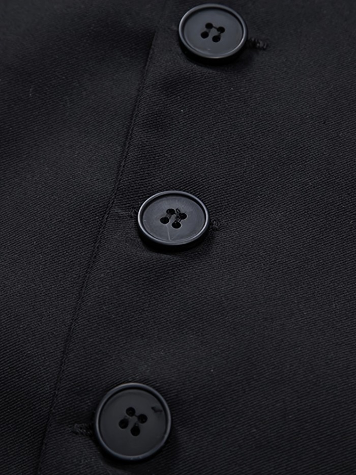 Men's Chic V-Neck Slant Single Breasted Waistcoat - Formal Dress Vest for Wedding Party, Performance, and Special Occasions - Stylish, Versatile, and Comfortable Design with Adjustable Back and Classic V-Neckline