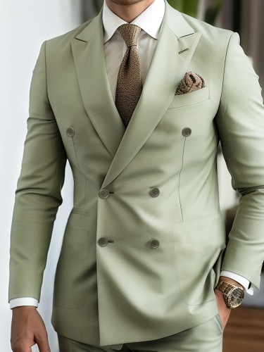 Men's Casual Blazer with Lapel Collar - Long Sleeve, Solid Color, Machine Washable - Perfect for Spring\u002FFall