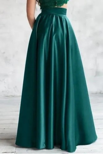 Fashion Women's High Waist Satin Casual Loose A-Line Maxi Skirt