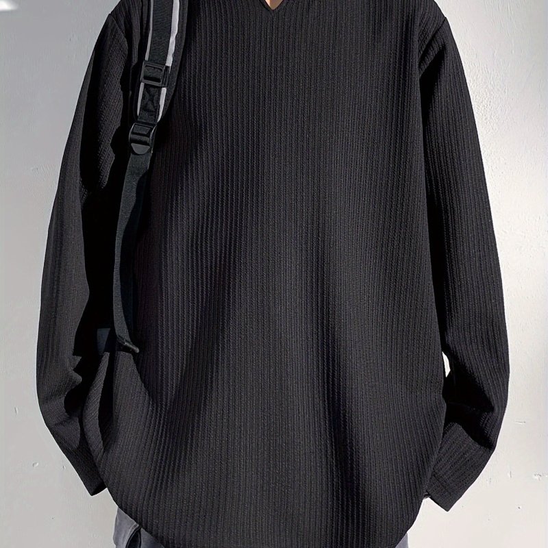 Men's Casual Long Sleeve T-Shirt With Slim Fit, Crew Neck, Breathable Polyester And Elastane Blend, Machine Washable