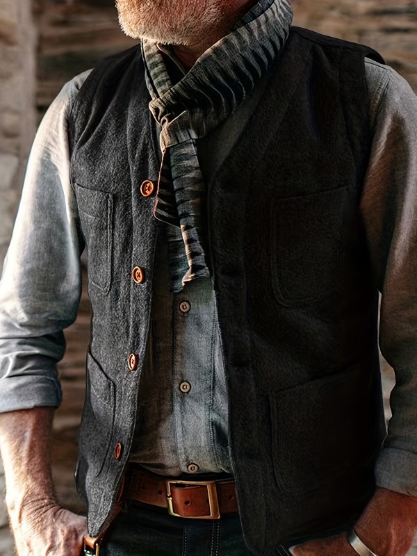 Tweed Waistcoat Vest - Sleek Sleeveless Design, Stylish V-Neckline, Timeless Classic Fit for Comfortable Wear - Perfect for Elevating Casual Outfits, Available in a Range of Solid Colors