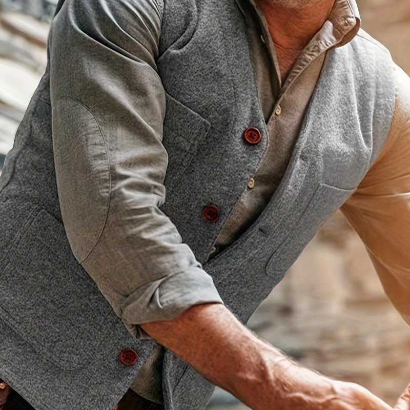 Tweed Waistcoat Vest - Sleek Sleeveless Design, Stylish V-Neckline, Timeless Classic Fit for Comfortable Wear - Perfect for Elevating Casual Outfits, Available in a Range of Solid Colors