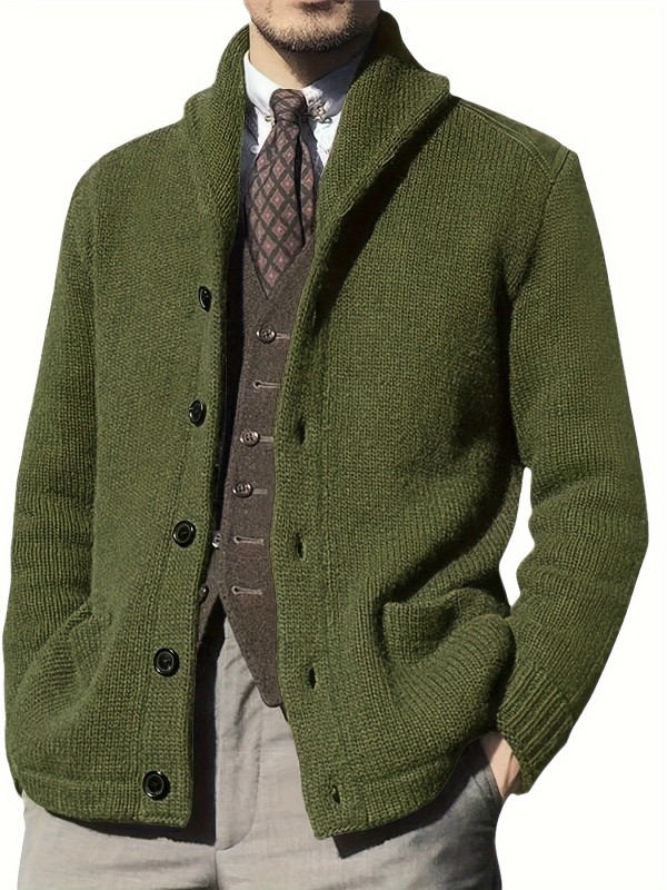 Men's Winter Knit Sweater Cardigan, Casual Oversized Color Block Pullover, Long Sleeve, Round Neck, Button Front, Nylon Lining, Outdoor & Evening Wear, Spring\u002FAutumn Fashion