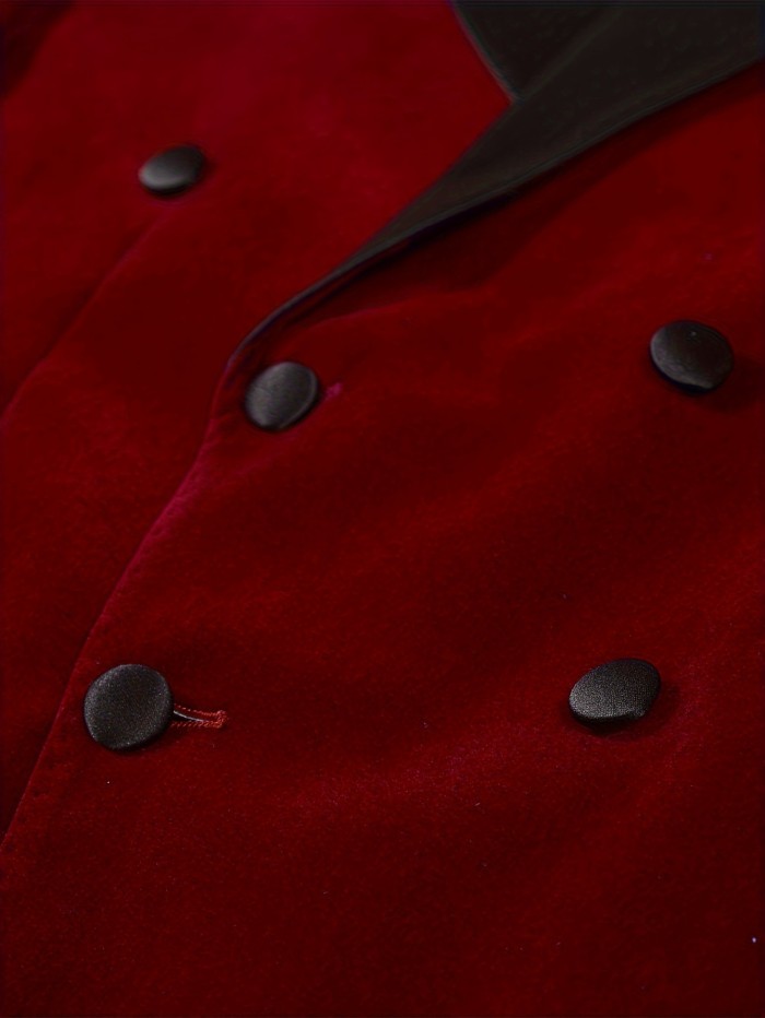 Luxurious Velvet Double Breasted Blazer - Exquisite Business Casual High-Quality Red Suit Jacket with Elegant Style, Soft Touch, and Classic Fit for Men - Perfect for Formal Events, Weddings, and Job Interviews