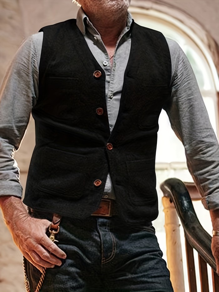 Tweed Waistcoat Vest - Sleek Sleeveless Design, Stylish V-Neckline, Timeless Classic Fit for Comfortable Wear - Perfect for Elevating Casual Outfits, Available in a Range of Solid Colors