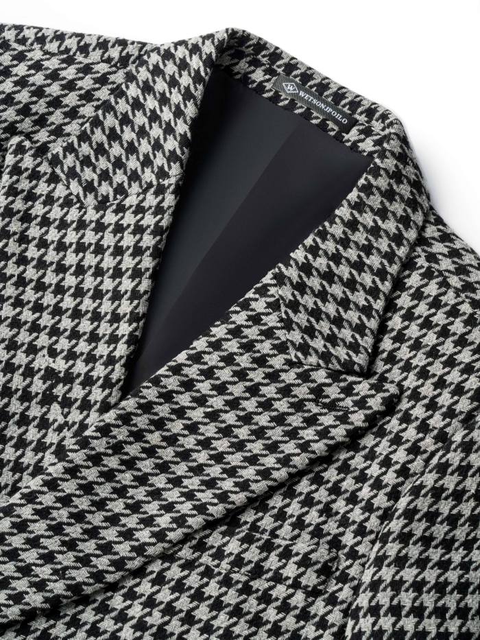 Men's Classic Houndstooth Double-Breasted Blazer - Casual & Elegant, Long Sleeve with Real Pockets, Perfect for All Seasons