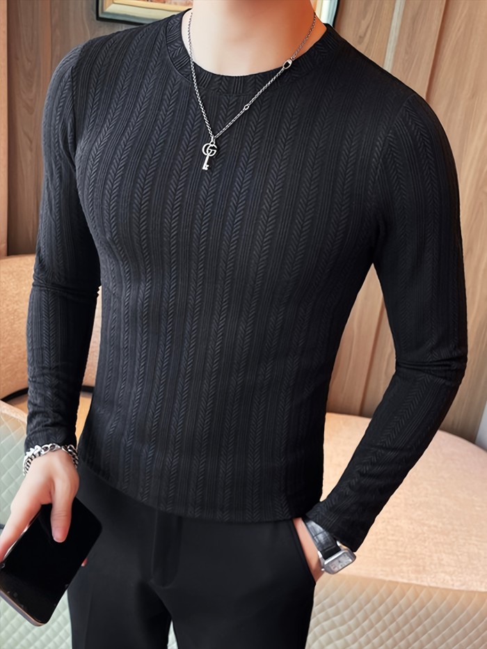 Men's Slim-Fit Long Sleeve T-Shirt - Casual & Stylish, Perfect for Fall\u002FWinter, Machine Washable