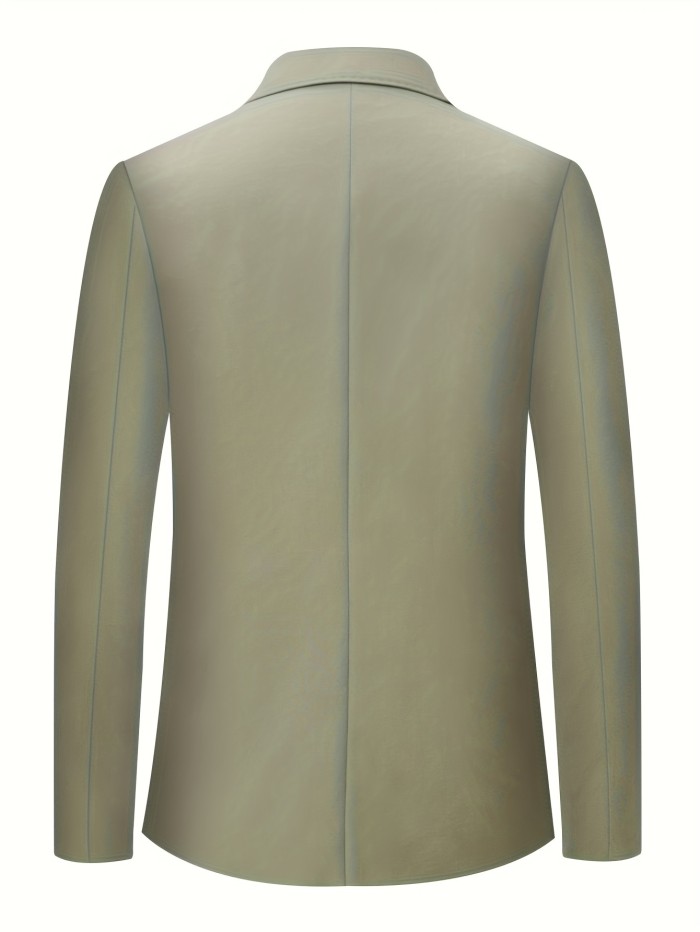 Men's Casual Blazer with Lapel Collar - Long Sleeve, Solid Color, Machine Washable - Perfect for Spring\u002FFall