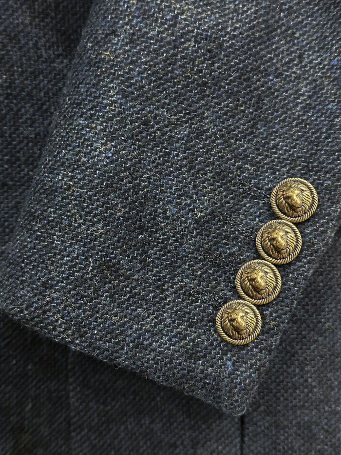 Men'S Tweed Blazer, Classic British Style, Casual Suit Jacket, Solid Color, Woven Fabric, Non-Stretch, Regular Fit, Long Sleeves, Spring\u002FAutumn Season, Pocket Detail, Notched Lapel