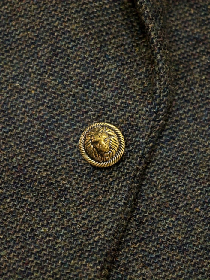 Men'S Tweed Blazer, Classic British Style, Casual Suit Jacket, Solid Color, Woven Fabric, Non-Stretch, Regular Fit, Long Sleeves, Spring\u002FAutumn Season, Pocket Detail, Notched Lapel