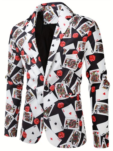 3D Geometric Blazer Jacket - Vibrant Digital Print, Slim Fit, Casual Party Suit Coat for Men - Perfect for Fashionable Evening Occasions