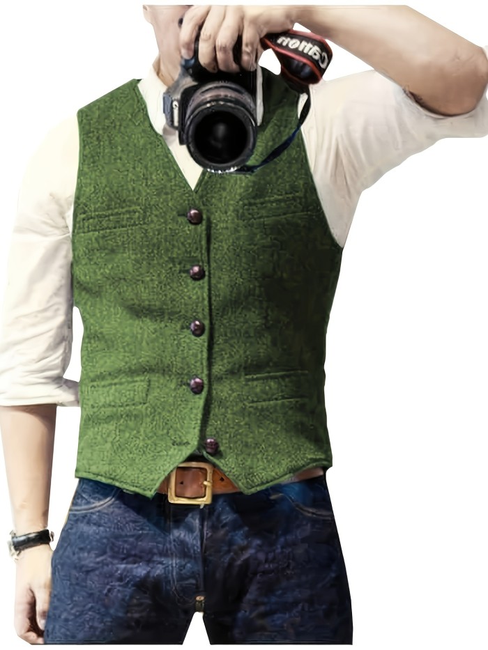 Stylish Men's Solid Color Formal Suit Vest - Vests for Party, Wedding, Prom, and Special Occasions - Adjustable Waistcoat with Classic Design and Comfortable Fit