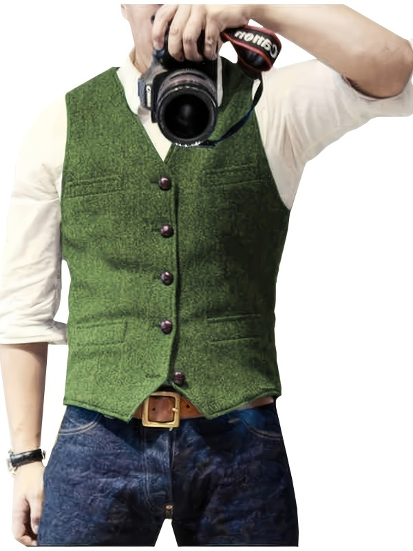 Stylish Men's Solid Color Formal Suit Vest - Vests for Party, Wedding, Prom, and Special Occasions - Adjustable Waistcoat with Classic Design and Comfortable Fit