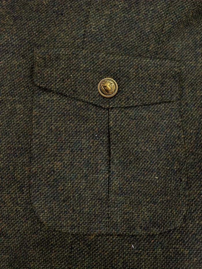 Men'S Tweed Blazer, Classic British Style, Casual Suit Jacket, Solid Color, Woven Fabric, Non-Stretch, Regular Fit, Long Sleeves, Spring\u002FAutumn Season, Pocket Detail, Notched Lapel