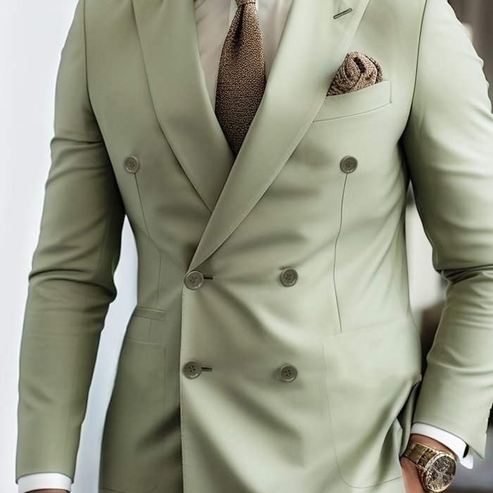 Men's Casual Blazer with Lapel Collar - Long Sleeve, Solid Color, Machine Washable - Perfect for Spring\u002FFall