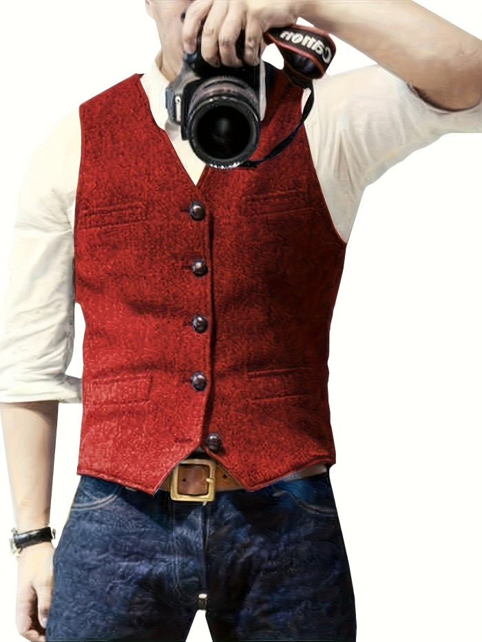 Stylish Men's Solid Color Formal Suit Vest - Vests for Party, Wedding, Prom, and Special Occasions - Adjustable Waistcoat with Classic Design and Comfortable Fit