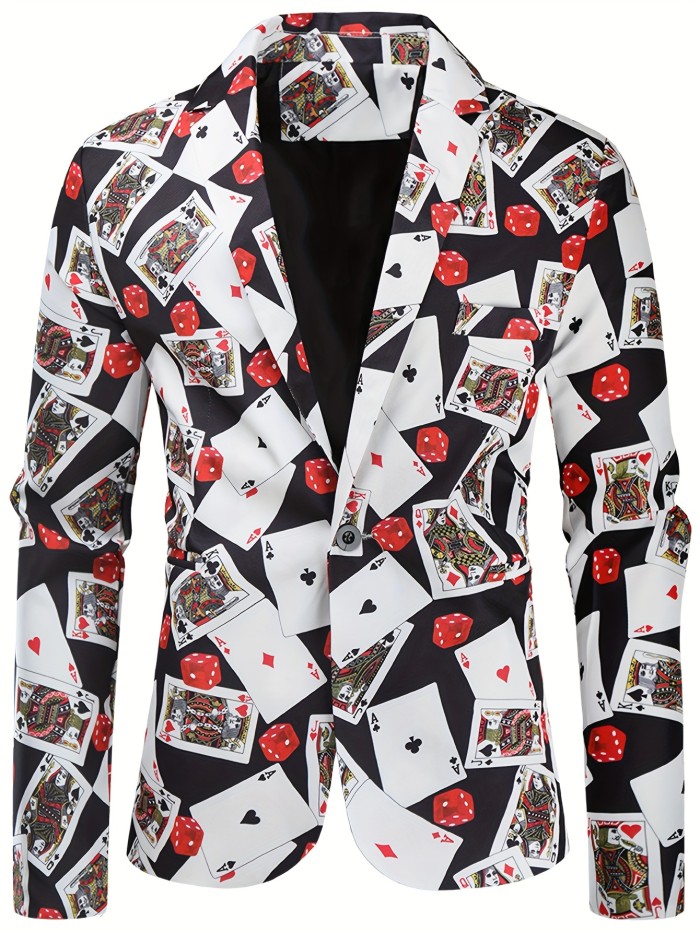 3D Geometric Blazer Jacket - Vibrant Digital Print, Slim Fit, Casual Party Suit Coat for Men - Perfect for Fashionable Evening Occasions