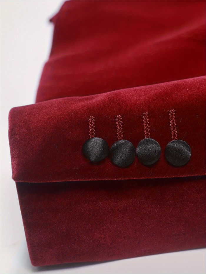 Luxurious Velvet Double Breasted Blazer - Exquisite Business Casual High-Quality Red Suit Jacket with Elegant Style, Soft Touch, and Classic Fit for Men - Perfect for Formal Events, Weddings, and Job Interviews