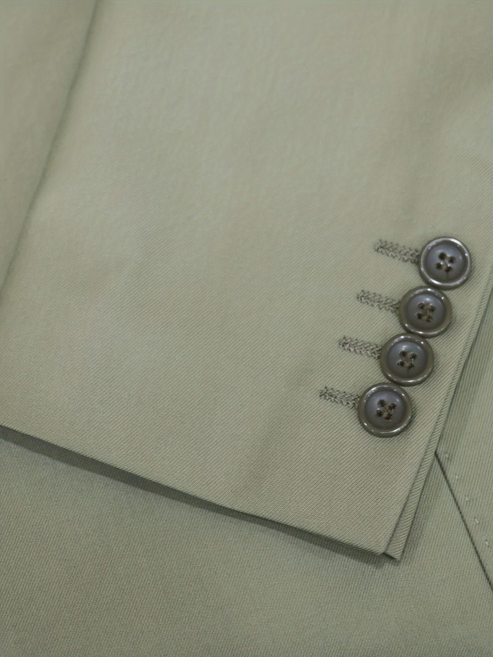 Men's Casual Blazer with Lapel Collar - Long Sleeve, Solid Color, Machine Washable - Perfect for Spring\u002FFall