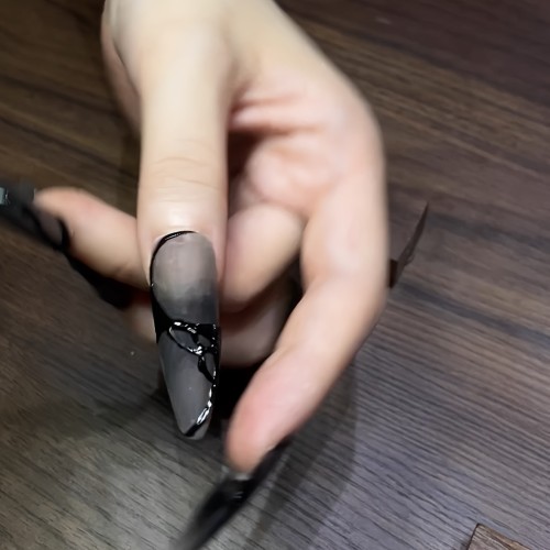 Elegant Handcrafted Black Matte Press-On Nails - Long Almond Shape, Solid Color, Easy to Apply & Remove for a Chic Look