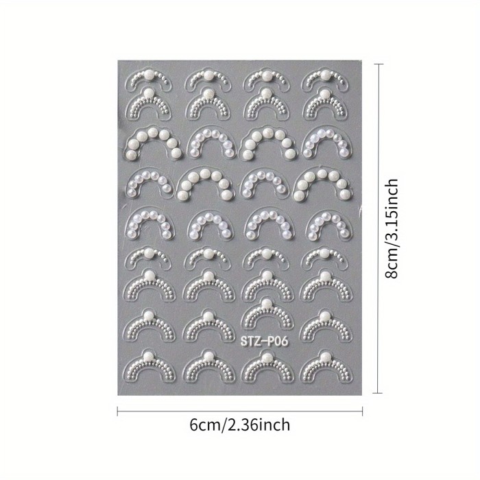 High Gloss Pearl Jewelry French Tip Nail Art Stickers - Self-Adhesive Holographic Decals for Manicure Design, 1pc